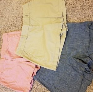 3 pairs of size 6 shorts! J crew..Gap and Loft